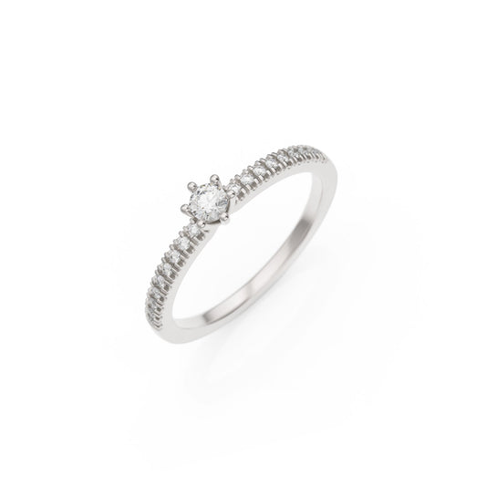 Verlobungsring Mod 605 in Weißgold 18 Karat (750) mit Lab-Grown-Diamant